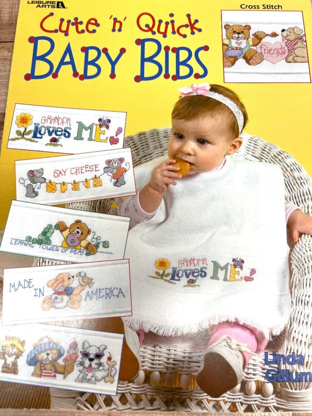 Cute N Quick Cross Stitch Baby Bibs Pattern Book By Leisure Arts